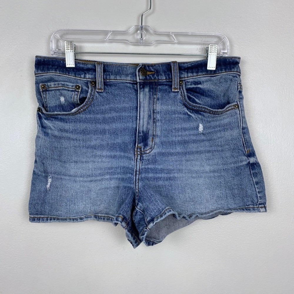 DAZE Tough Love Denim Shorts Distressed Medium Wash Organic Cotton Blend Size 28
